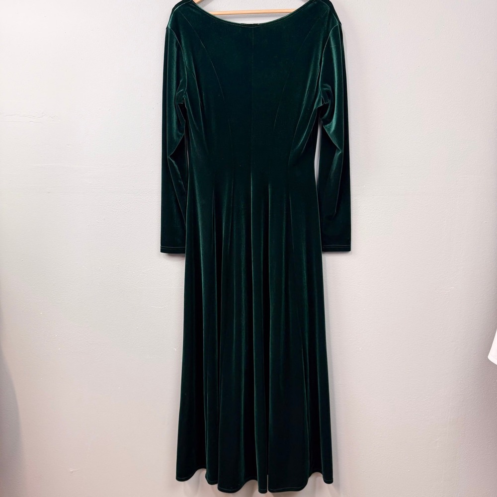 Vintage 90s‎ Coldwater Creek Velvet Maxi Dress Size M Dark Green Modest Long - Picture 7 of 9